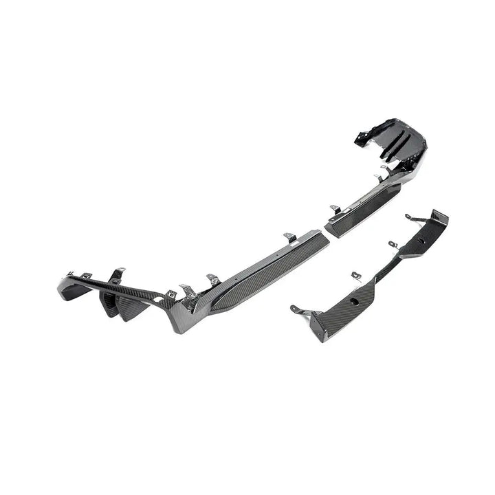 Dry carbon fibre rear diffuser V1 for BMW G60 M Sport showing weave