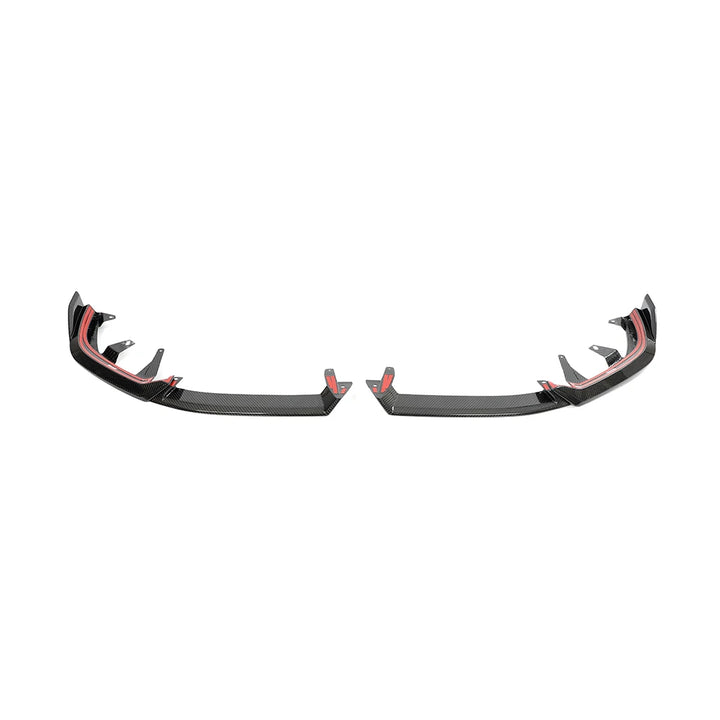 Dry carbon fibre front splitter for BMW G60 M Sport showing weave
