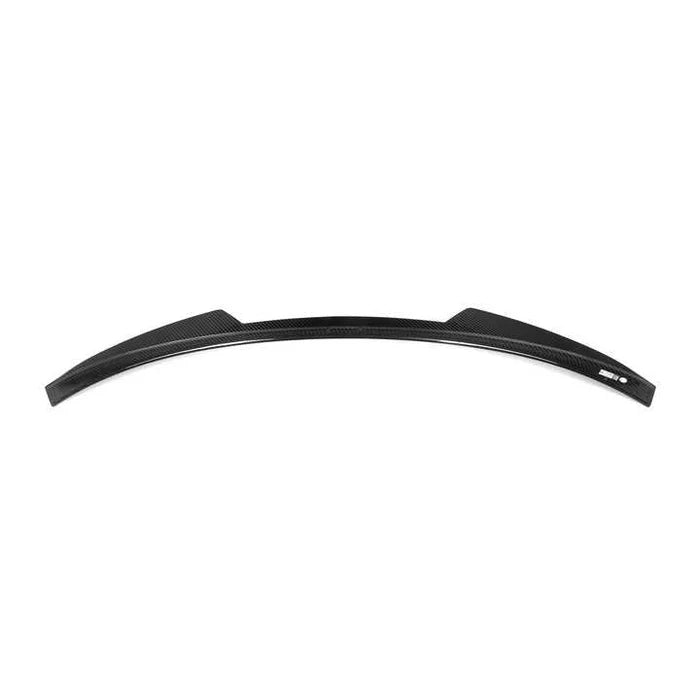 Dry carbon fibre ducktail spoiler V1 for BMW 5 Series G60 showing weave