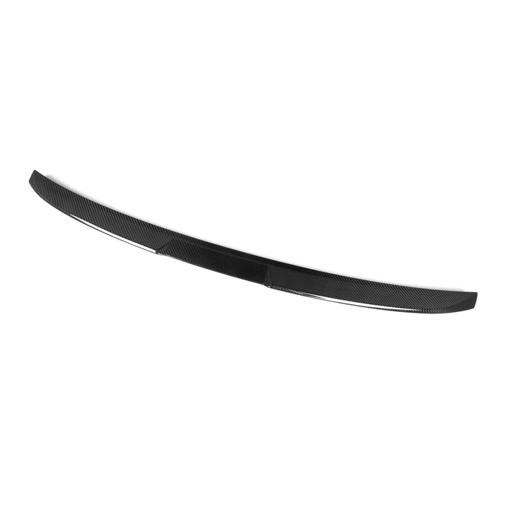 Dry carbon fibre rear spoiler V2 for BMW 5 Series G60 showing weave