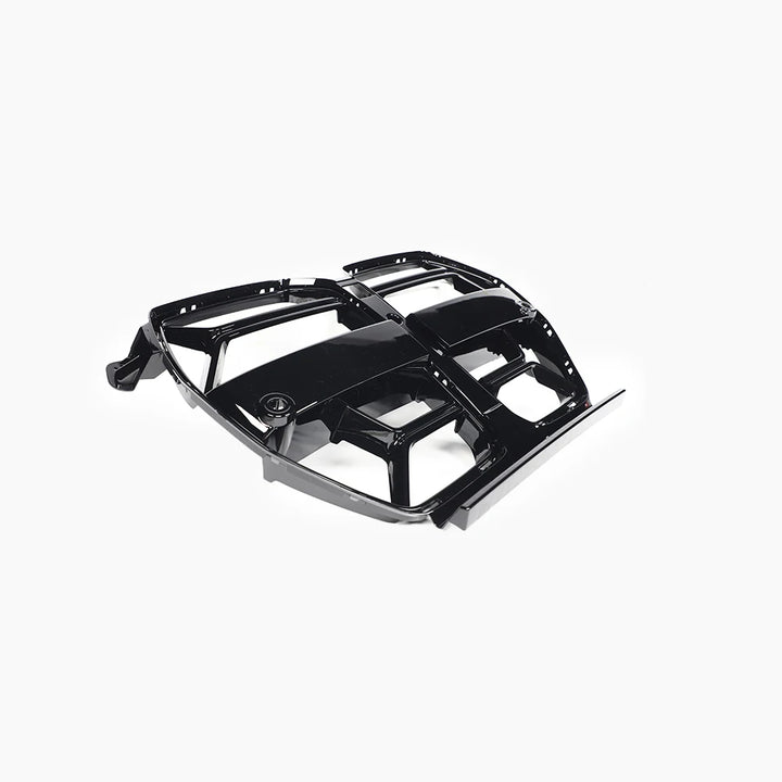 BMW M3 G81 Touring gloss black kidney grille detail angle shot