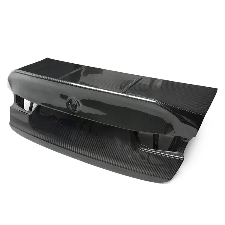 Dry carbon fibre bootlid for BMW G80 M3 showing weave