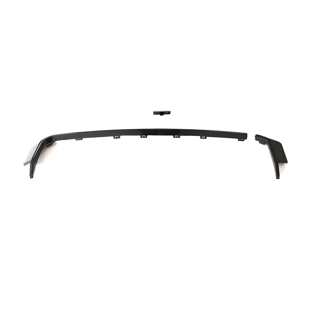 Dry carbon fibre diffuser trim for BMW M3 G80 showing weave