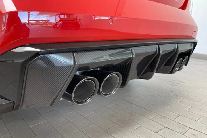 BMW M4 G82 dry carbon fibre diffuser installed
