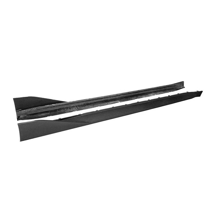 Dry carbon fibre side skirt V1 for BMW M3 G80 showing weave