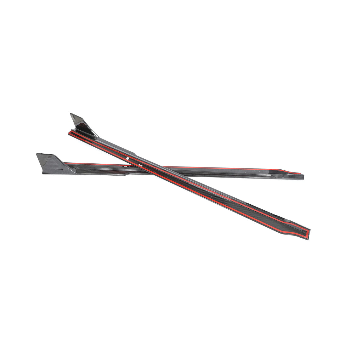 BMW M2 G87 dry carbon fibre side skirt close-up