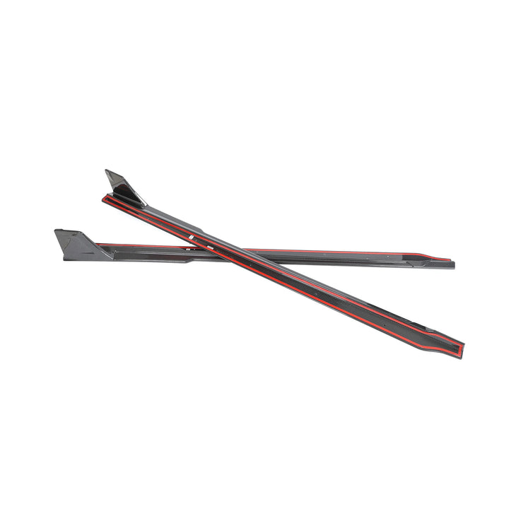 BMW M2 G87 dry carbon fibre side skirt close-up