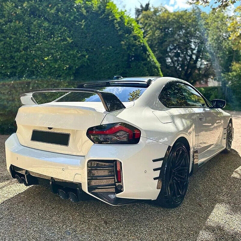 BMW M2 G87 dry carbon fibre wing installed rear view
