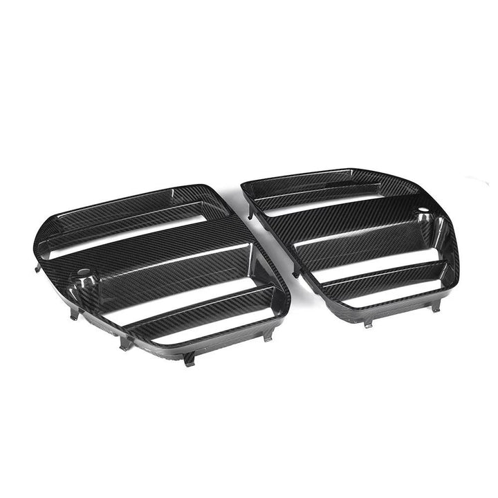 Genuine dry carbon fibre kidney grilles for BMW G80 G81 G82 G83 angle shot