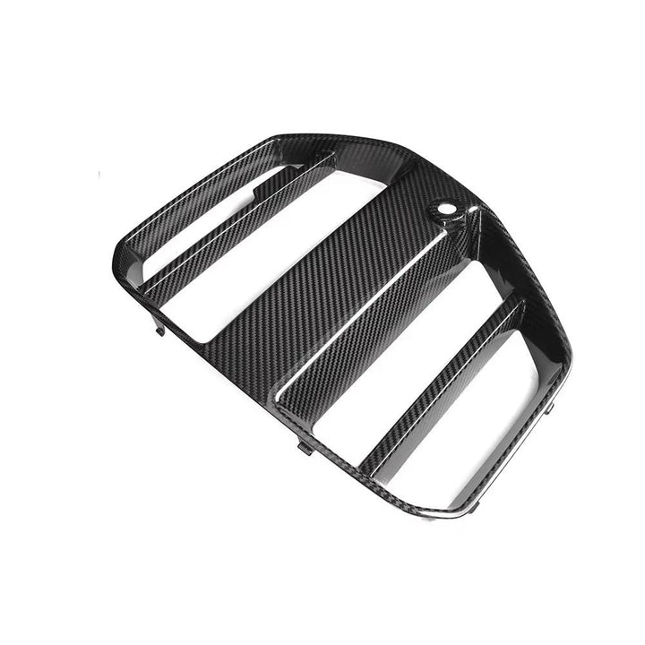 Dry carbon fibre kidney grille for BMW G80 M3 showing weave pattern