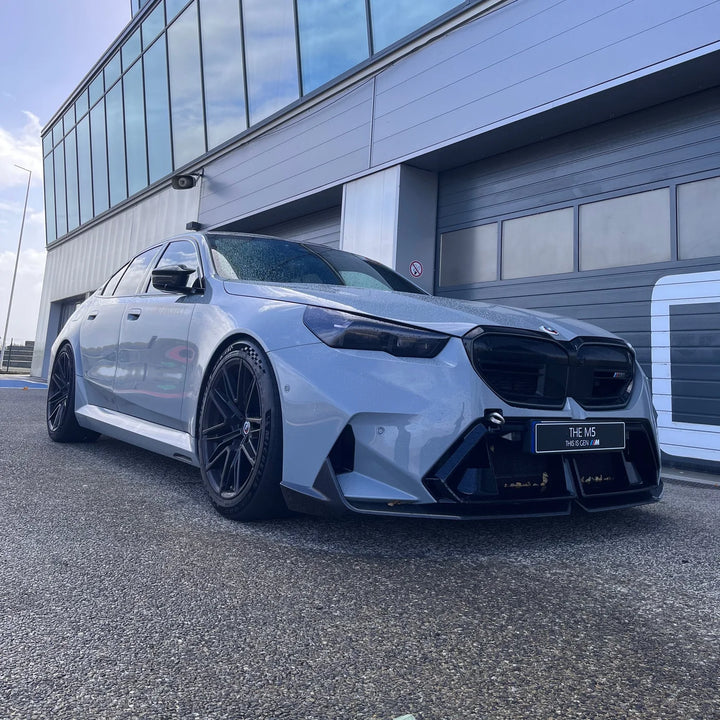 BMW M5 Touring G99 dry carbon fibre lip splitter V1 installed
