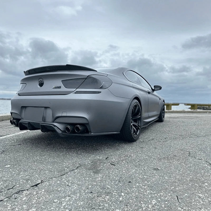 BMW M6 F13 carbon fibre body kit V1 showing diffuser three quarter view