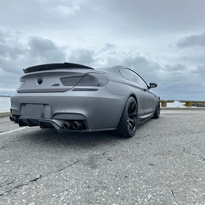 BMW M6 F13 carbon fibre body kit V1 showing diffuser three quarter view