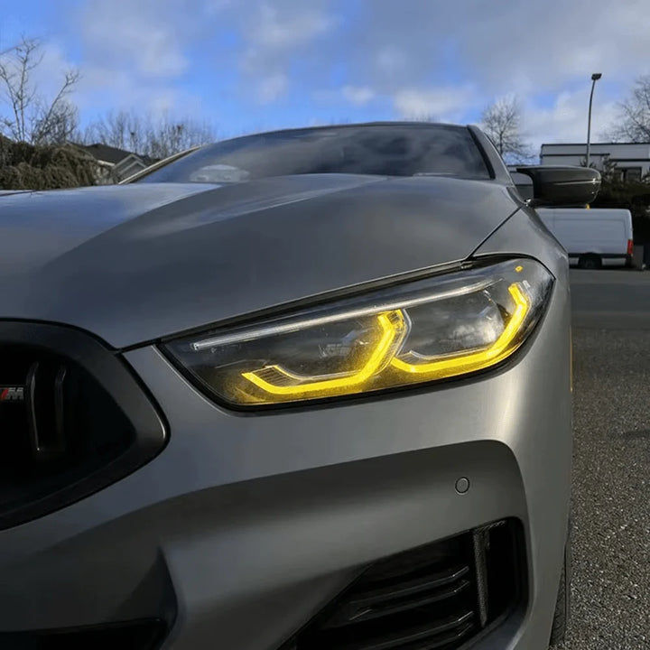 BMW M8 F91 F92 F93 yellow DRL headlight module replacement