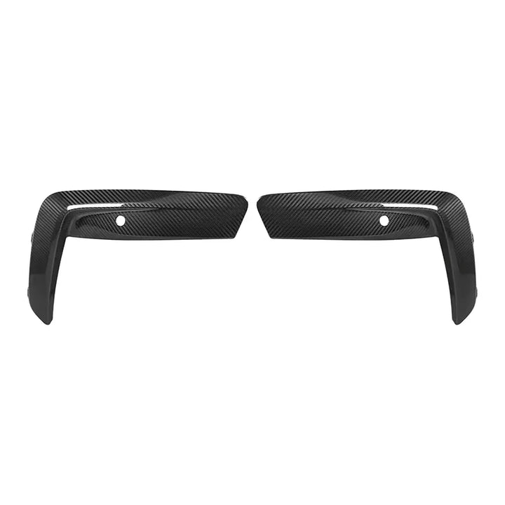 Dry carbon fibre upper bumper trim for BMW M8 showing weave and gloss finish