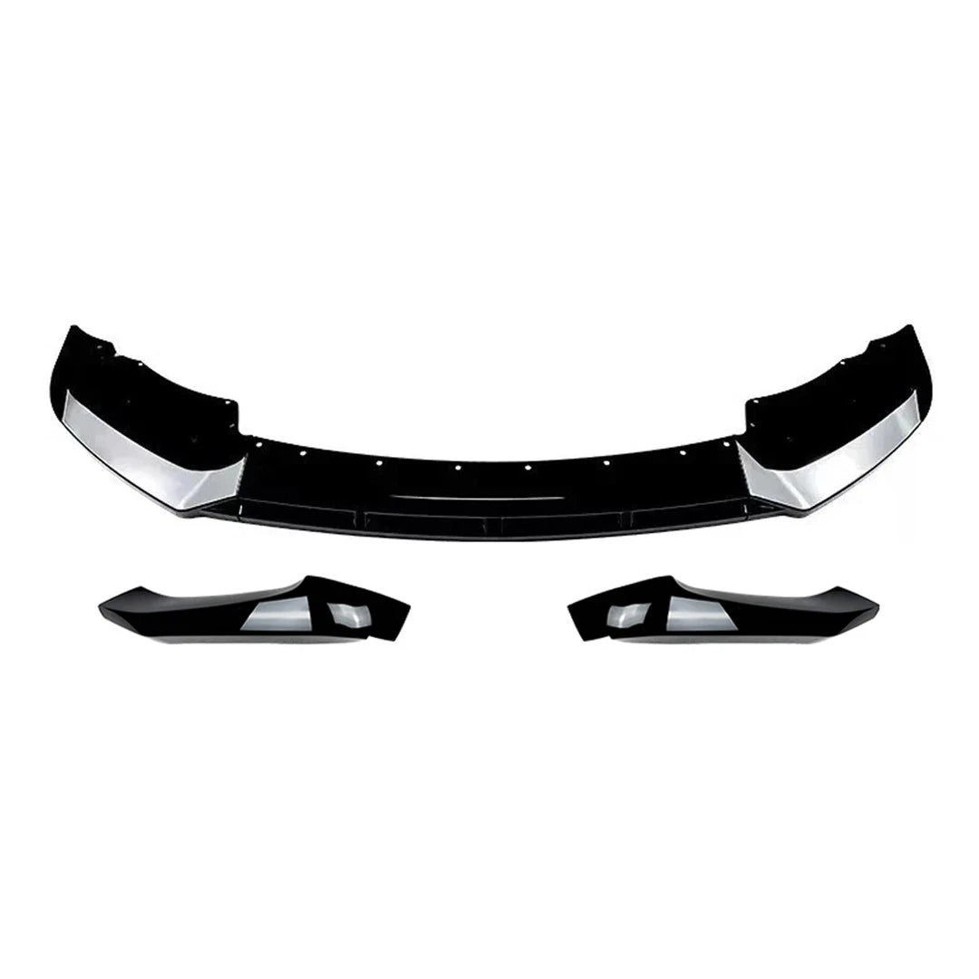 Gloss black ABS front splitter for BMW X3 F25 on a plain background