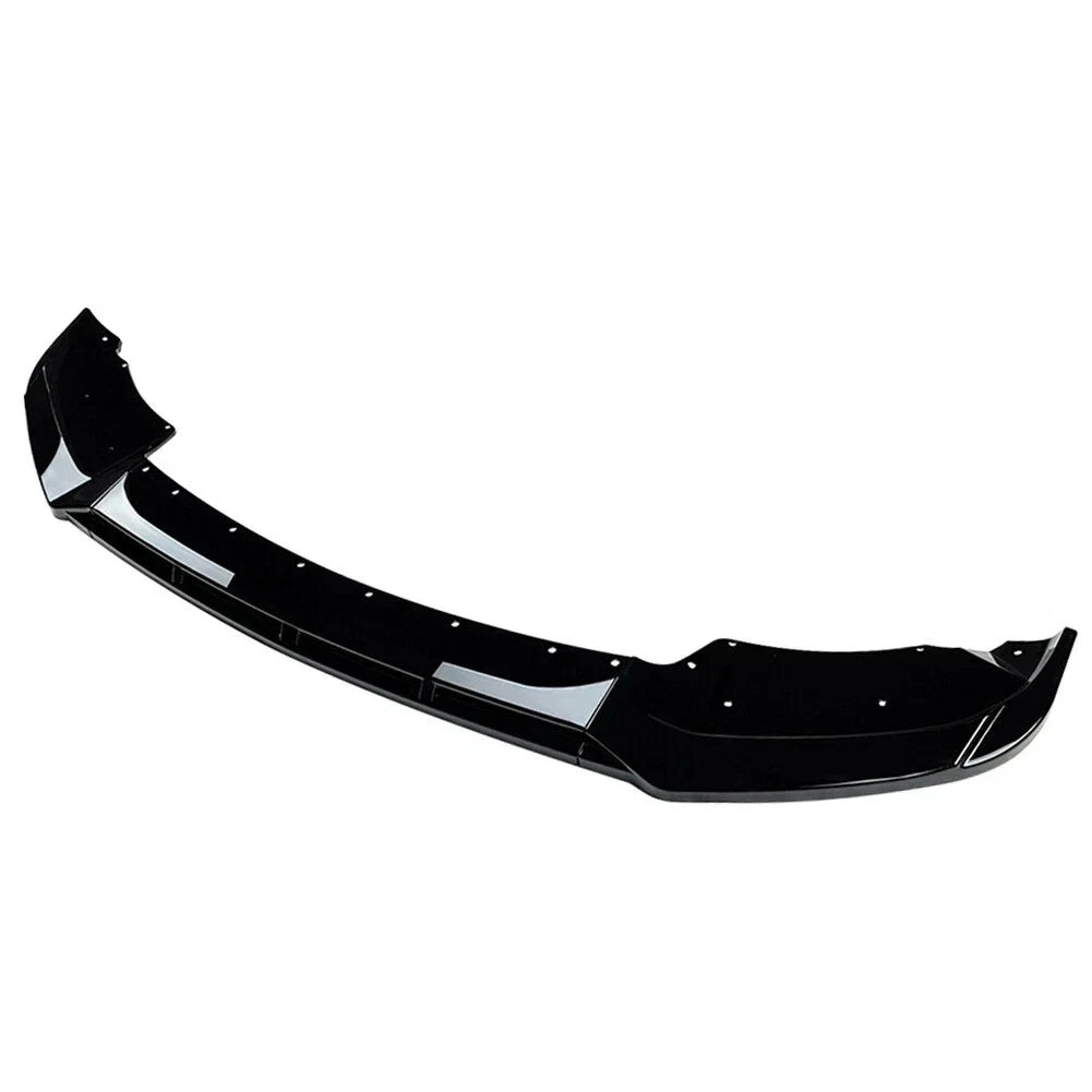 Close-up of the gloss black finish on an X3 F25 front splitter