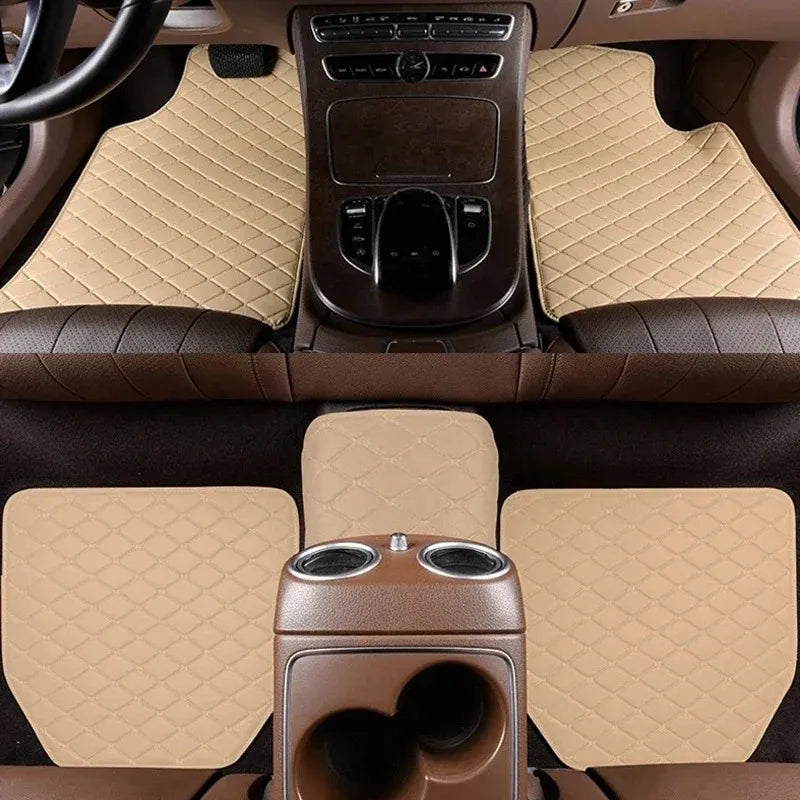 Universal Car Floor Mats (Set of 5) — PU Leather, Waterproof, Full Coverage