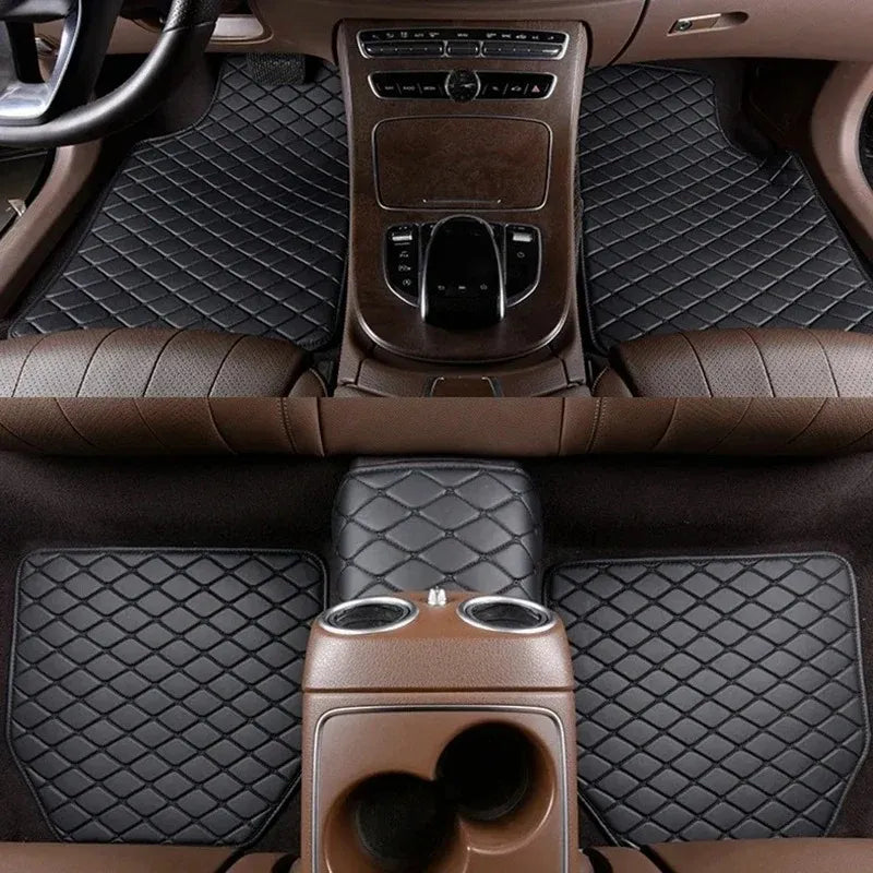 Universal Car Floor Mats (Set of 5) — PU Leather, Waterproof, Full Coverage