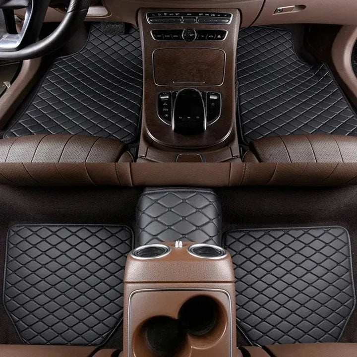Universal Car Floor Mats (Set of 5) — PU Leather, Waterproof, Full Coverage