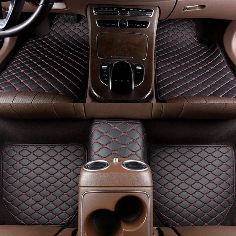 Universal Car Floor Mats (Set of 5) — PU Leather, Waterproof, Full Coverage