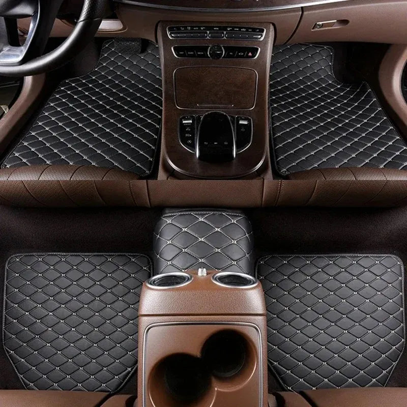 Universal Car Floor Mats (Set of 5) — PU Leather, Waterproof, Full Coverage