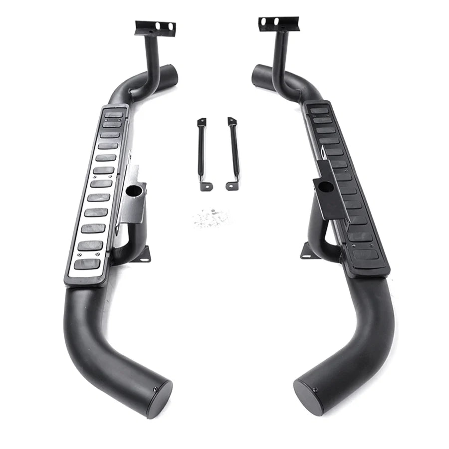 Land Rover Defender 90 black tubular side steps pair
