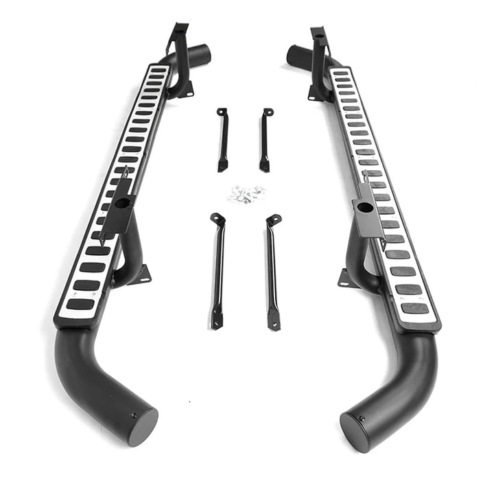 Land Rover Defender 110 L316 black silver tubular side steps pair