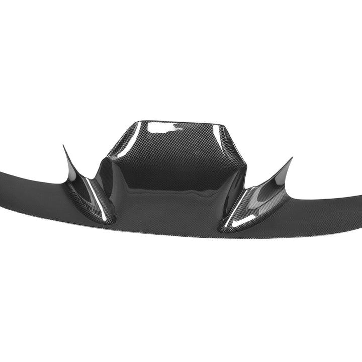 Ferrari F8 Tributo F8 Spider dry carbon fibre front bumper trim close up of middle section