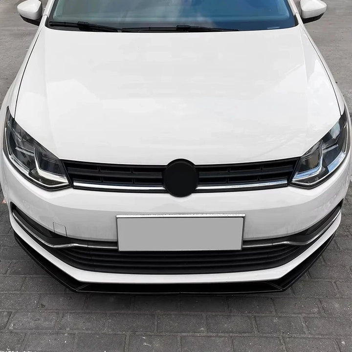 Gloss black front splitter fitted to a Polo Mk5, front view