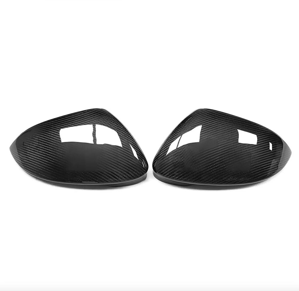 Golf MK8 carbon fibre mirror covers pair front view