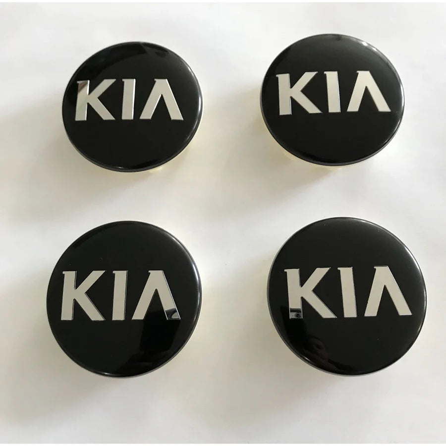 Set of 4 Black Kia Wheel Centre Caps - 58mm | AutoCap Solutions