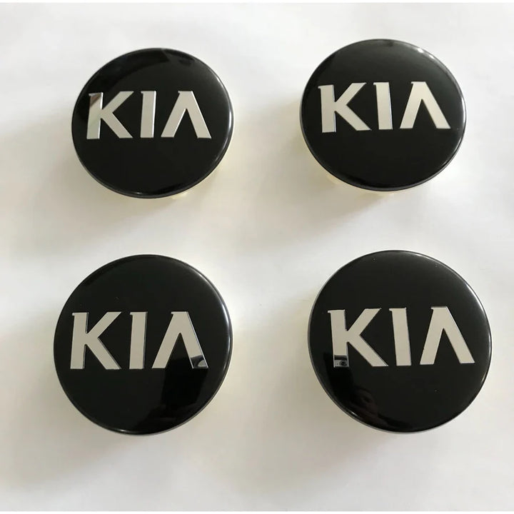 Set of 4 Black Kia Wheel Centre Caps - 58mm | AutoCap Solutions