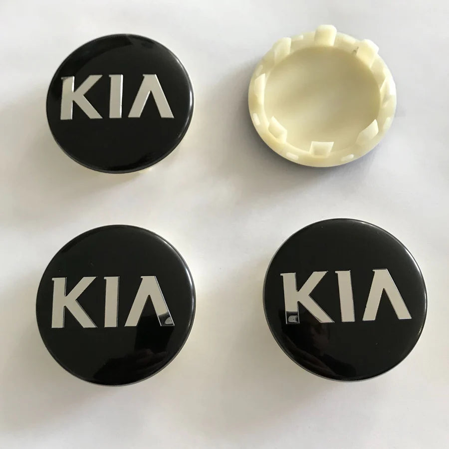 Set of 4 Black Kia Wheel Centre Caps - 58mm | AutoCap Solutions