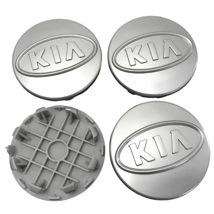 Set of 4 Silver Kia Wheel Centre Caps - 58mm | AutoCap Solutions