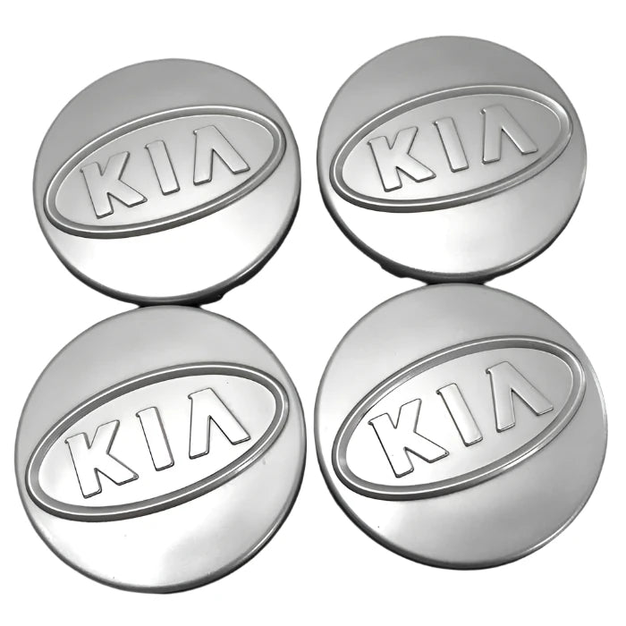 Set of 4 Silver Kia Wheel Centre Caps - 58mm | AutoCap Solutions