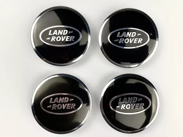 Set of 4 63mm Black and Silver Alloy Wheel Centre Caps For Land Rover Badges Tuning | AutoCap Solutions