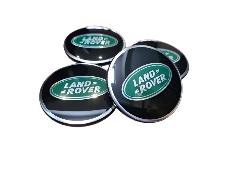 Set of 4 Black and Green Alloy Wheel Centre Caps For Land Rover Badges Tuning - 63mm | AutoCap Solutions