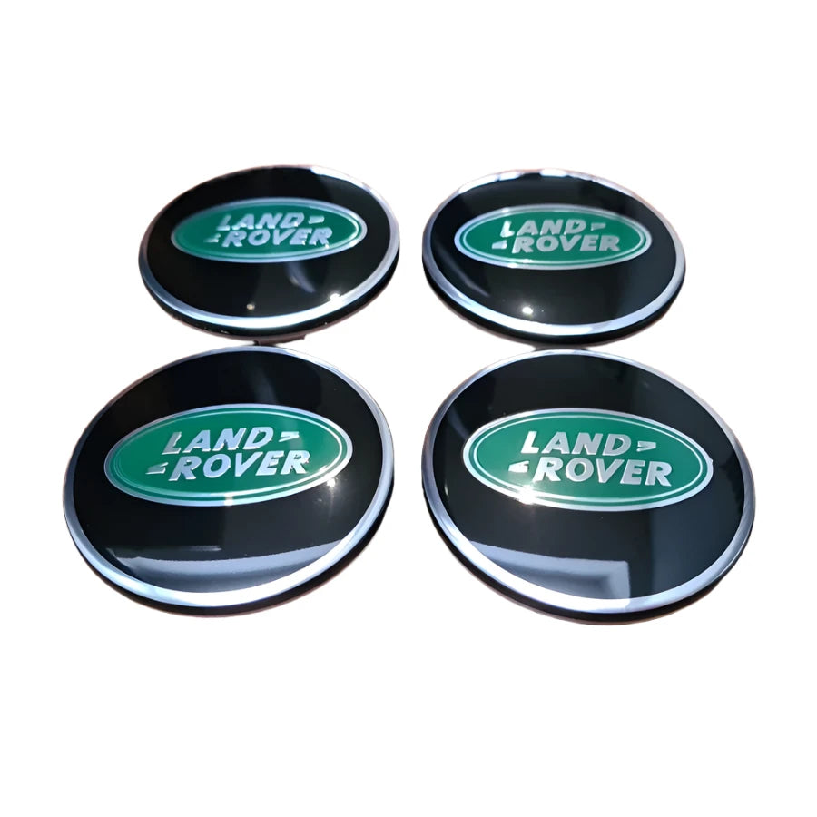 Set of 4 Black and Green Alloy Wheel Centre Caps For Land Rover Badges Tuning - 63mm | AutoCap Solutions