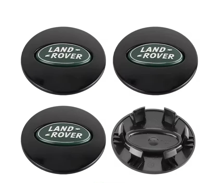 Set of 4 Black and Green Alloy Wheel Centre Caps For Land Rover Badges Tuning - 63mm | AutoCap Solutions