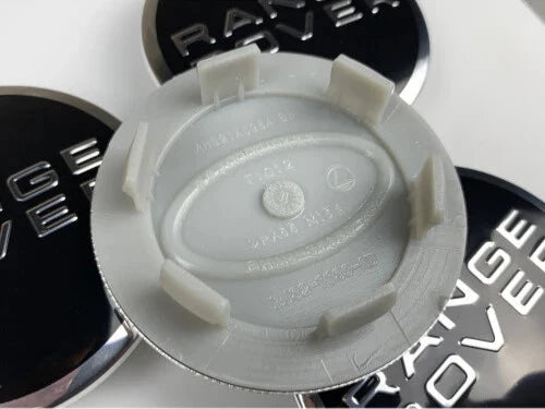 Set of 4 Black and Chrome Range Rover Alloy Wheel Centre Caps For Land Rover Badges Tuning - 63mm | AutoCap Solutions