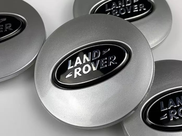 Set of 4 Silver and Black Alloy Wheel Centre Caps For Land Rover Badges Tuning - 63mm | AutoCap Solutions