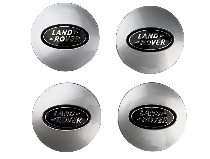 Set of 4 Silver and Black Alloy Wheel Centre Caps For Land Rover Badges Tuning - 63mm | AutoCap Solutions