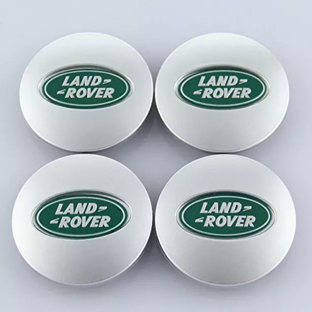Range Rover Rim Caps Range Rover 63mm Silver & Green Caps | AutoCap Solutions