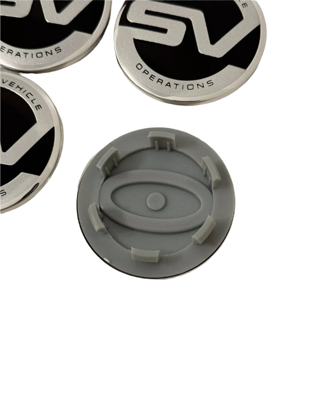 Set of 4 Range Rover Black Special Vehicle Operations (SV) Alloy Wheel Centre Caps For Land Rover Badges Tuning - 63mm