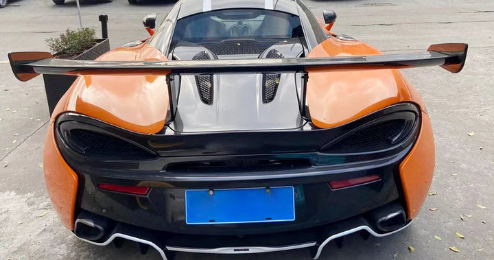 McLaren 570S carbon fibre wing installed rear view