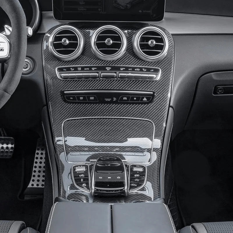 Mercedes C-Class W205 centre console with carbon fibre trim, without clock