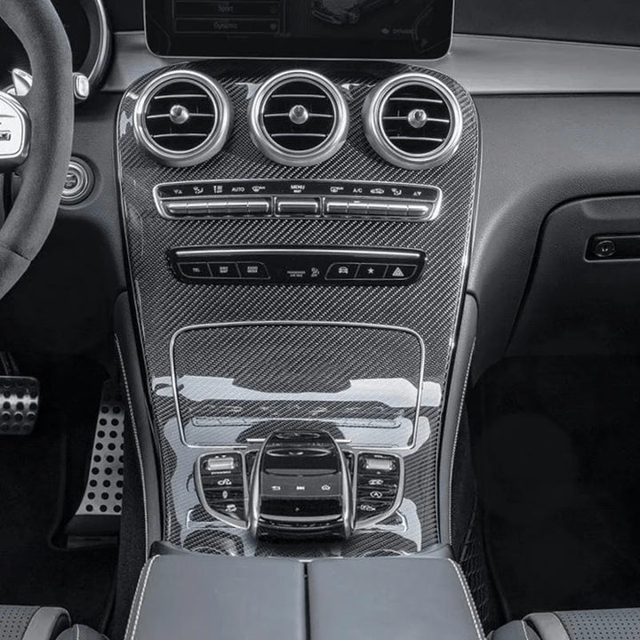 Mercedes C-Class W205 centre console with carbon fibre trim, without clock