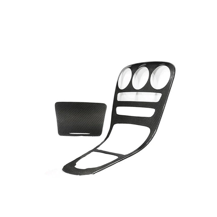Carbon fibre centre console trim V1 for Mercedes C43 AMG W205 showing weave