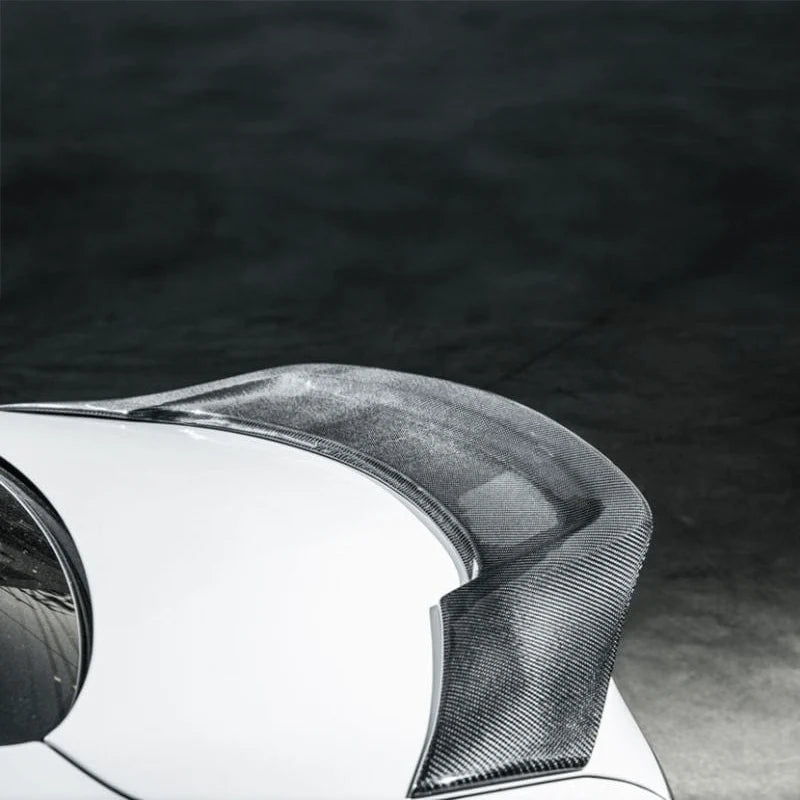 Carbon fibre rear spoiler fitted to Mercedes-Benz W205 C43 saloon, side view